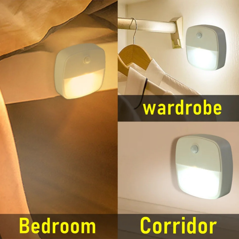 Motion Sensor Light Indoor LED Night Light Stick on Nightlight Battery Operated Lights for Hallway Stair Bathroom Closet Bedroom