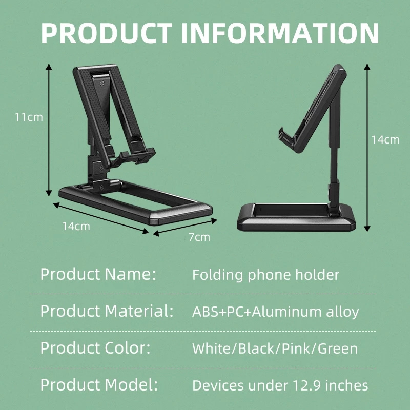 Desktop adjustable mobile phone stand, multi angle universal foldable stand for iPad tablet iPhone Samsung Smart