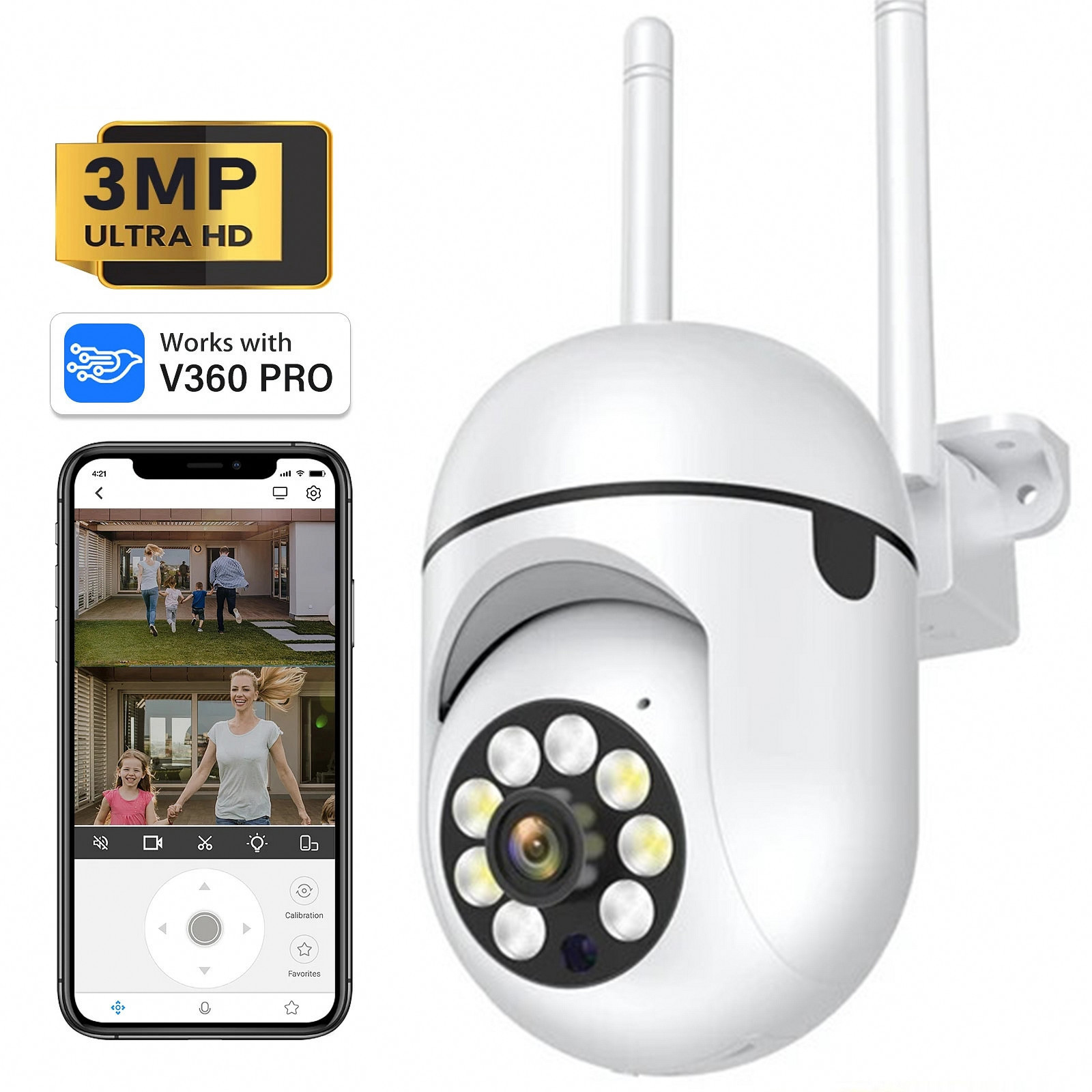 3MP Outdoor Wifi Camera Surveillance Night Vision Full Color Ai Human Tracking 4X Digital Zoom Video Security Monitor Cameras