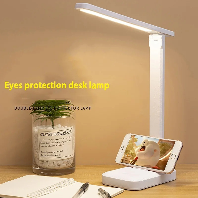 2024 Folding table lamp eye protection touch dimmable LED lamp student dormitory bedroom reading USB rechargeable table lamp