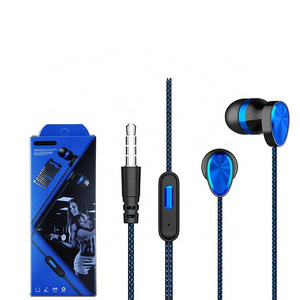 CHEAPEST W11 wired earphones nylon braided microphone 3.5 mm in-ear sports earbuds sport electroplating gaming bass headphones