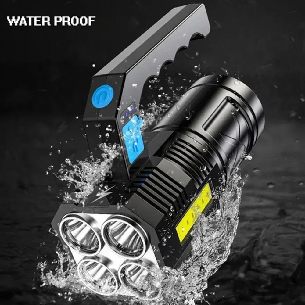 Portable 4 LED Core Strong Light Flashlight USB Rechargeable Waterproof Handheld Lantern Flashlights for Outdoor Camping