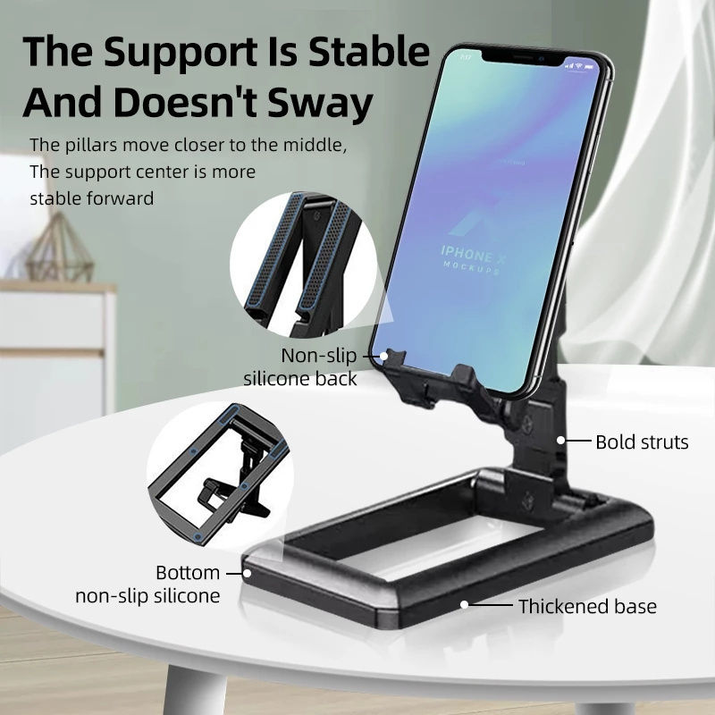 Desktop adjustable mobile phone stand, multi angle universal foldable stand for iPad tablet iPhone Samsung Smart