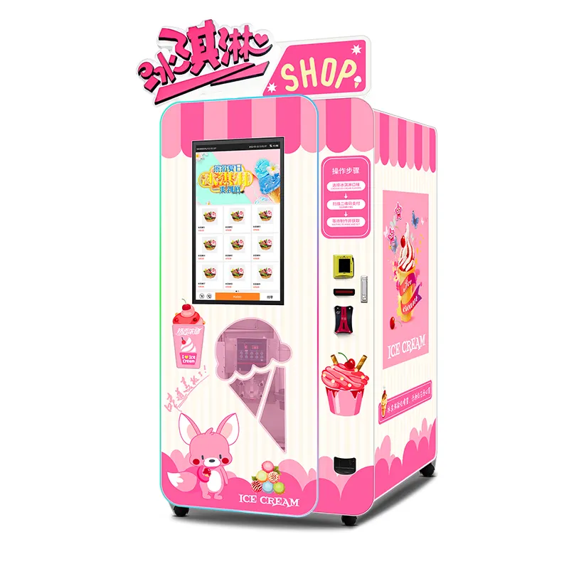 Unmanned 24 Hours Self Service Coin Operated Ice Cream Vending Machine