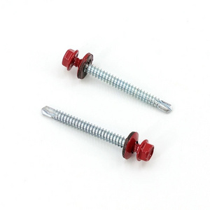 DIN7504K Self drilling screw manufacturer Red paint Hex Washer Head Self-Drilling screws with EPDM Washer