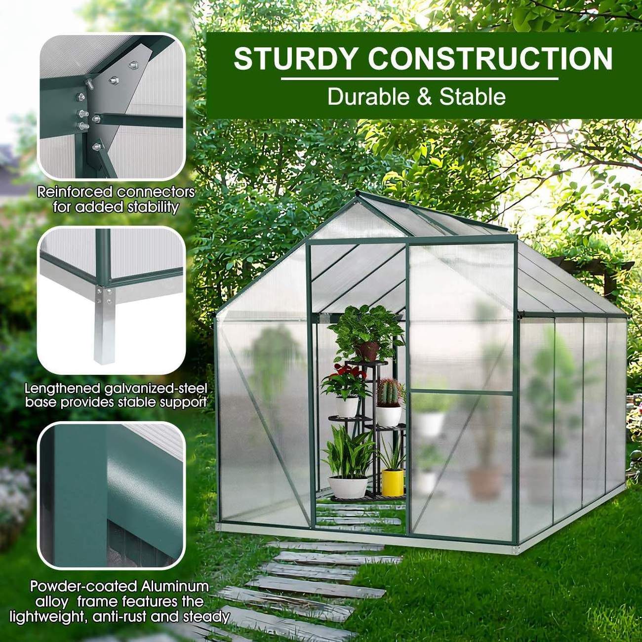 Portable Modular Glass Winter Garden Gazebo Prefab Green House Insulated Walk In Cheap Indoor Home Hobby Greenhouse