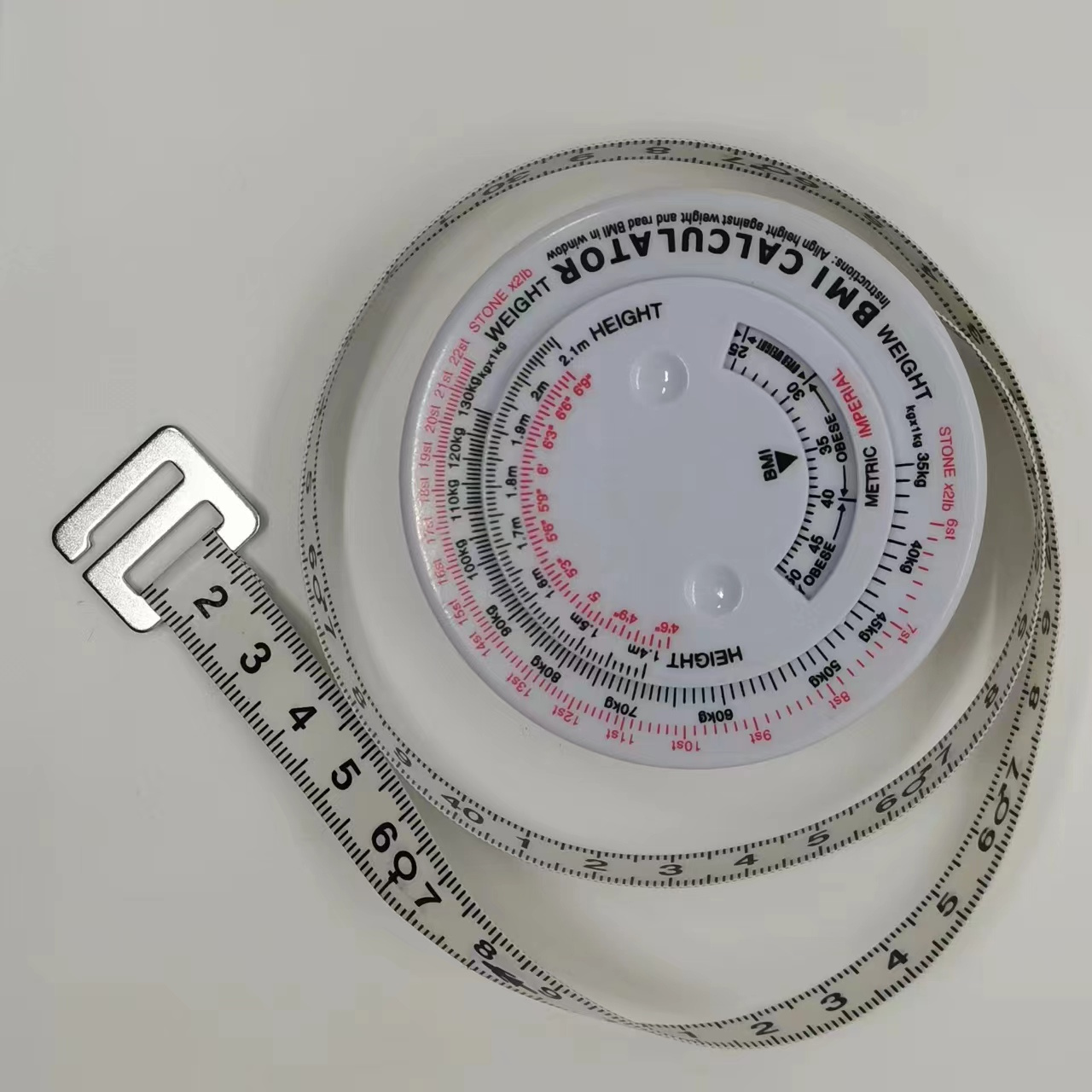 Round Bmi Tape Measuring Body Measure Tape White Measuring Tape Custom Logo Inches