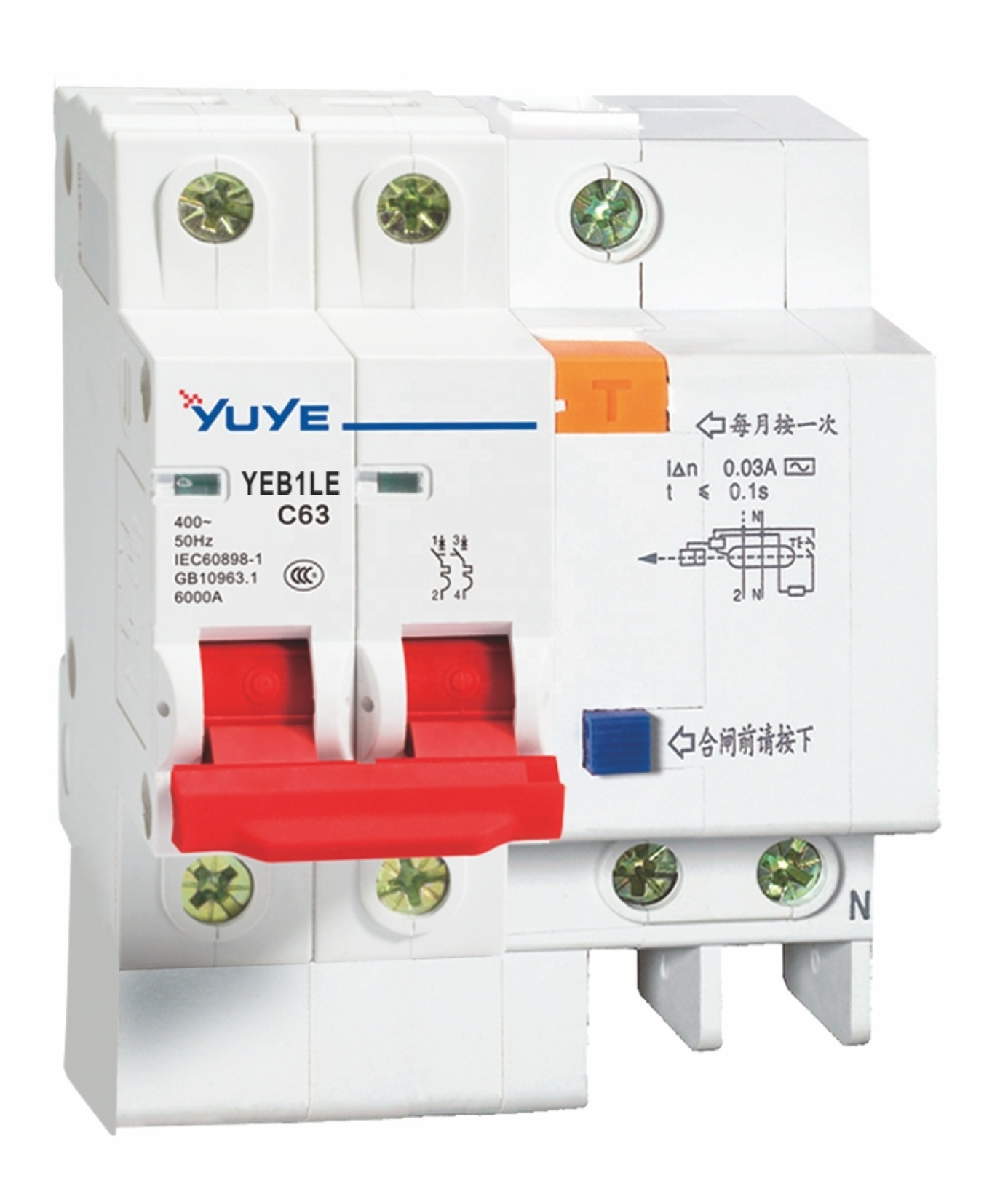 YUYE YENCL type 1P+N/2P/3P+N/4P 63-125A Rccb/mcb ac/dc automotive circuit breaker Air Electric Current Switch