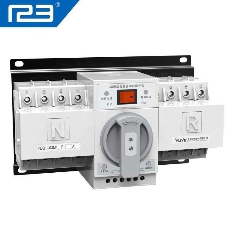 New Economic Type Three Phases 4 poles 10 32 50 63 100 amps AC400V Dual Power Manual Automatic Transfer Switch