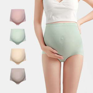 1908-2  Wholesale Melange Modal Pregnant Underwear For Women High Waist Seamless Maternity Pantie