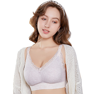 1064 Hot Sale Nursing Bra Breastfeeding Wireless Lace Front and Top Open Sleep Soft Maternity Lactation Bras Pregnant Underwear