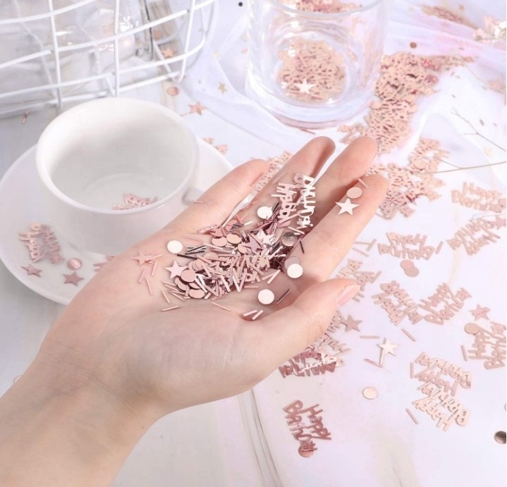 Happy Birthday Confetti Rose Gold Glitter Confetti for Birthday Party Table Decorations