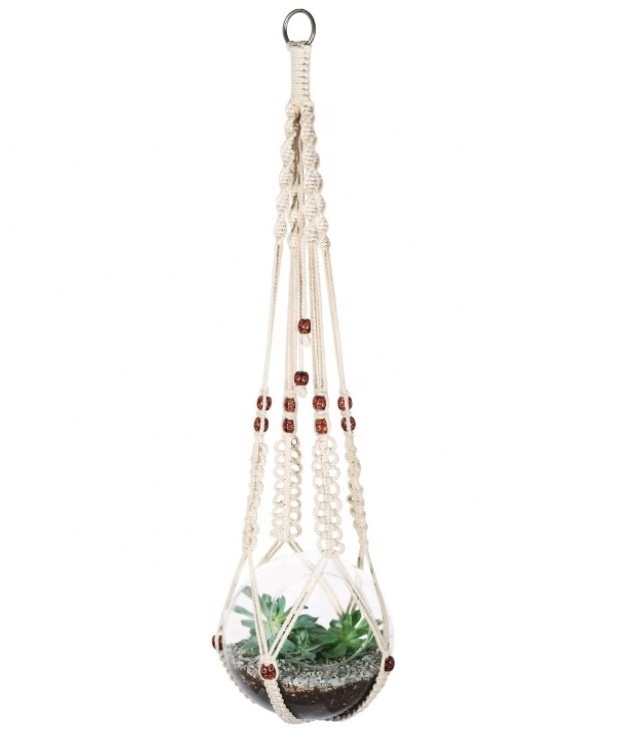 Newest Creative Macrame Plant Hanger Indoor Hanging Planter Basket with Wood Beads Macrame Pot Hanger