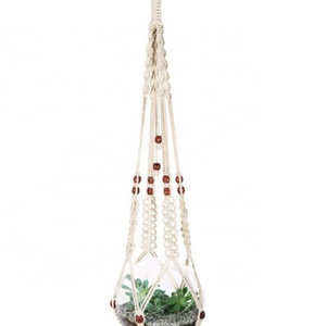 Newest Creative Macrame Plant Hanger Indoor Hanging Planter Basket with Wood Beads Macrame Pot Hanger