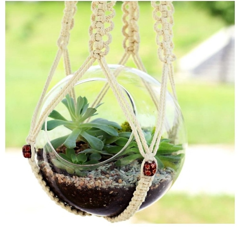 Newest Creative Macrame Plant Hanger Indoor Hanging Planter Basket with Wood Beads Macrame Pot Hanger