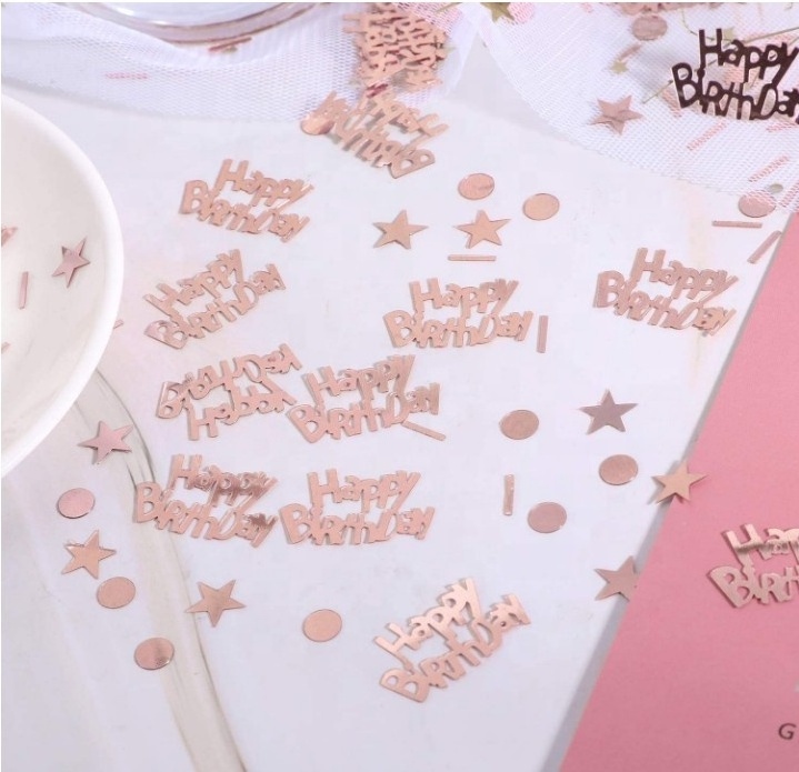 Happy Birthday Confetti Rose Gold Glitter Confetti for Birthday Party Table Decorations