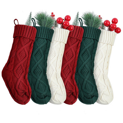 18inch Cable Knitted Christmas Stocking Xmas Tree Hanging Stockings