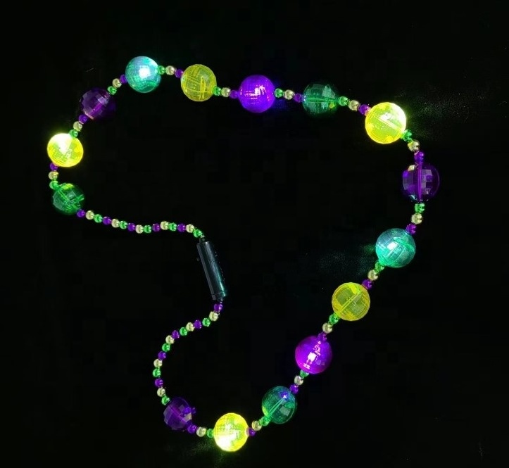 Mardi Gras Flashing Party Favor Carnival LED Light Up Mardi Gras Bead Necklace