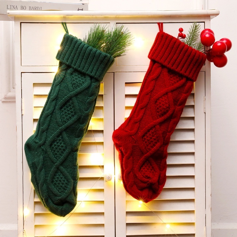 18inch Cable Knitted Christmas Stocking Xmas Tree Hanging Stockings