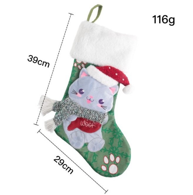 Christmas Decoration Socks Cat Dog Scarf Hanging Candy Socks Animal Christmas Stockings Holiday Gifts for Kids