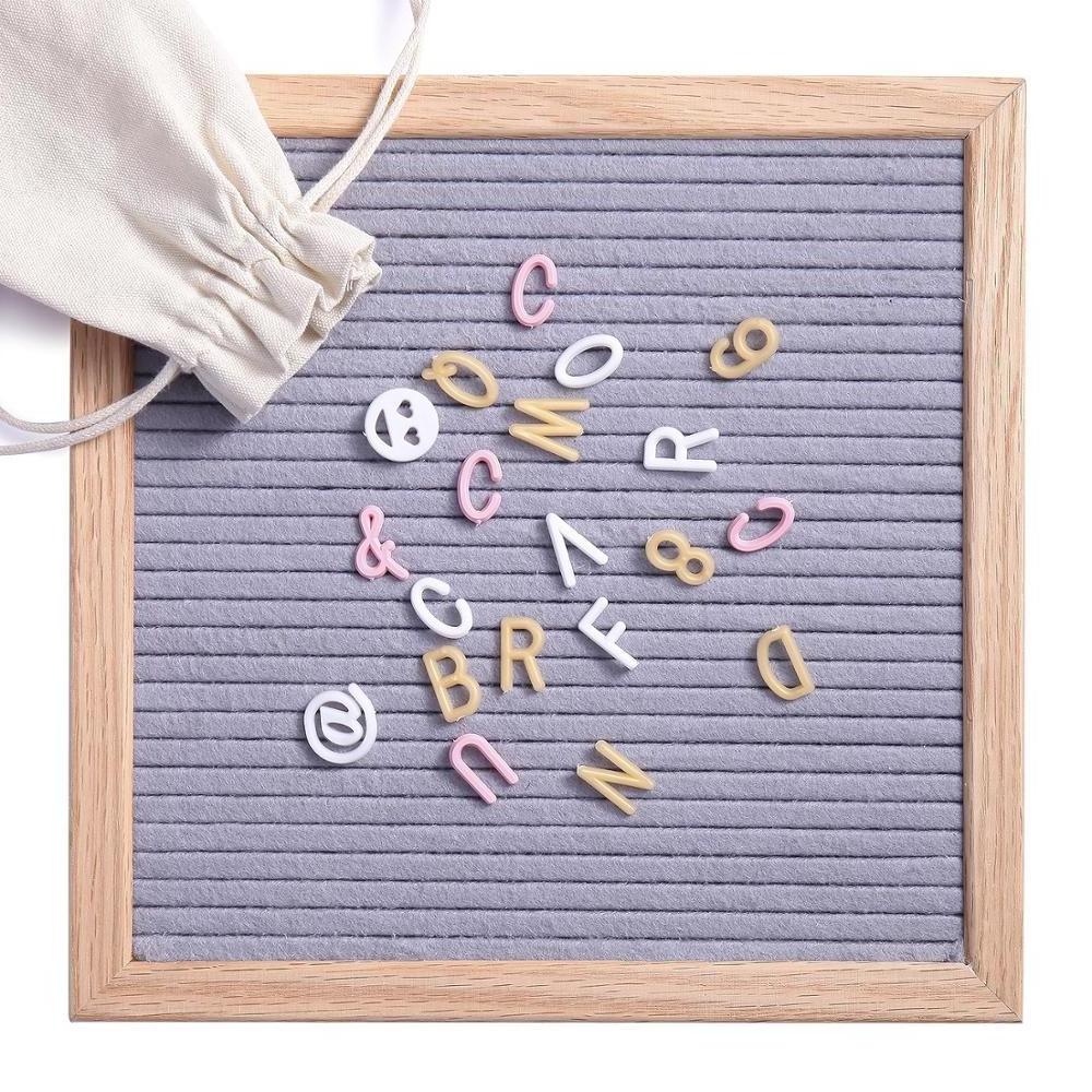 Gray 10x10 Square Diy Changeable Solid Oak Wood Flet Letter Board