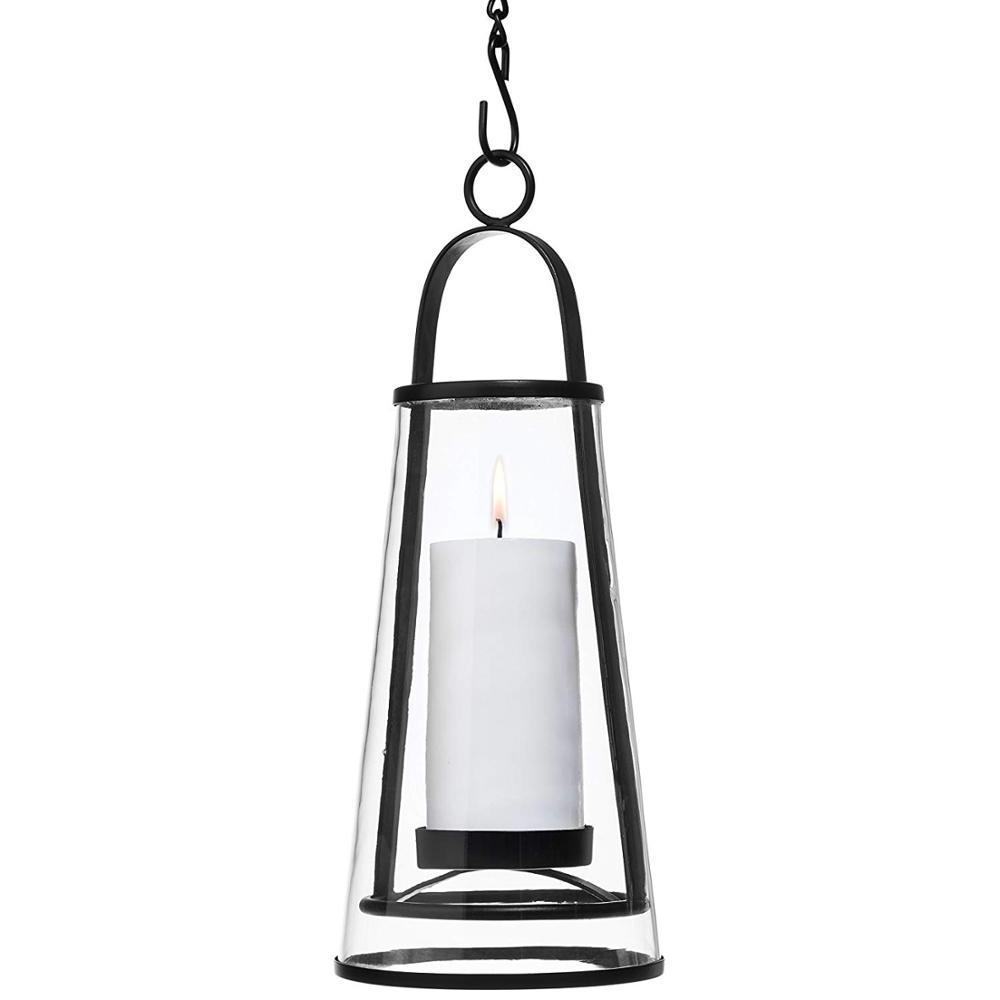 Decorative Modern Patio Deck Black Hanging Metal Candle Lantern