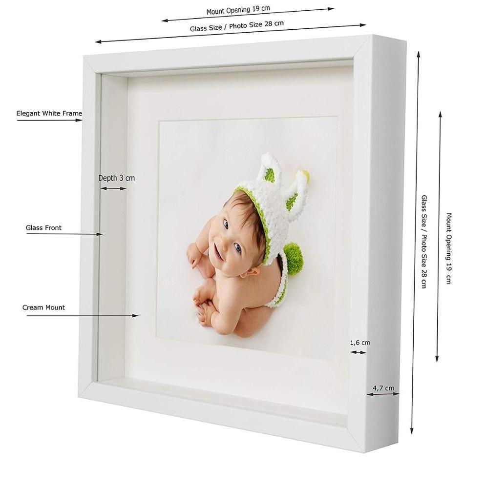 Wholesale 11x11 3D Wall Mounted White Square baby keepsake shadow box frame