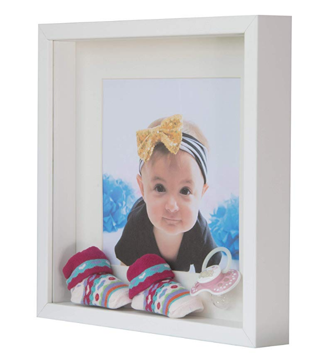 Wholesale 11x11 3D Wall Mounted White Square baby keepsake shadow box frame