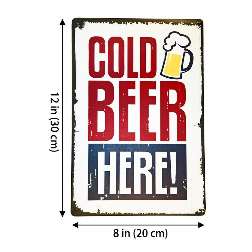 Cold Beer Here Custom Printed Vintage Retro Rustic Bar Beer Metal Tin Sign