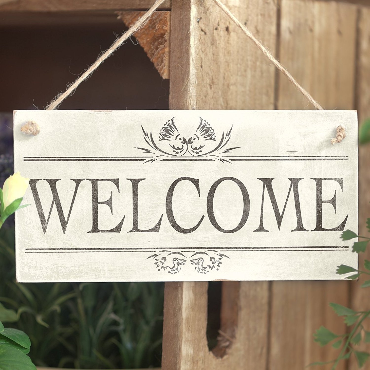 Rustic Wood Hanging Welcome Sign Door Decor