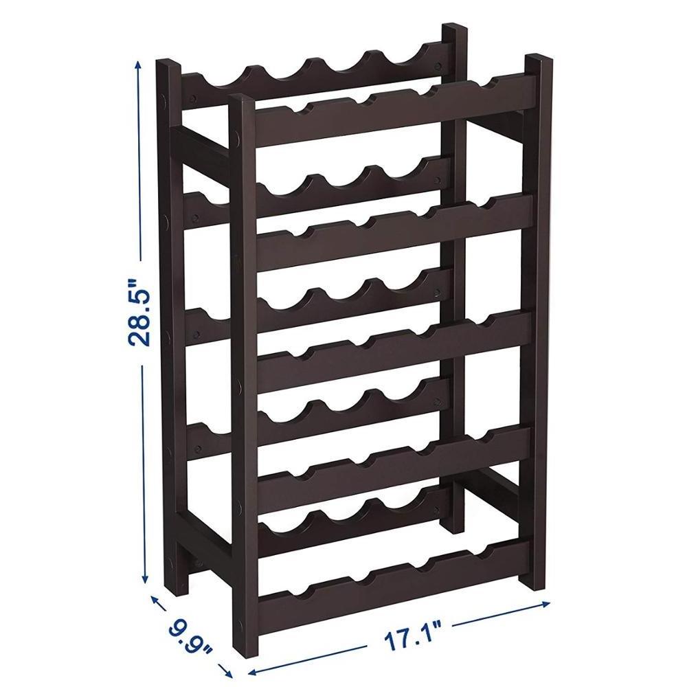 Compact 5-tier Wood 20 Wine Display Rack Standing Bottles Storage Shelf