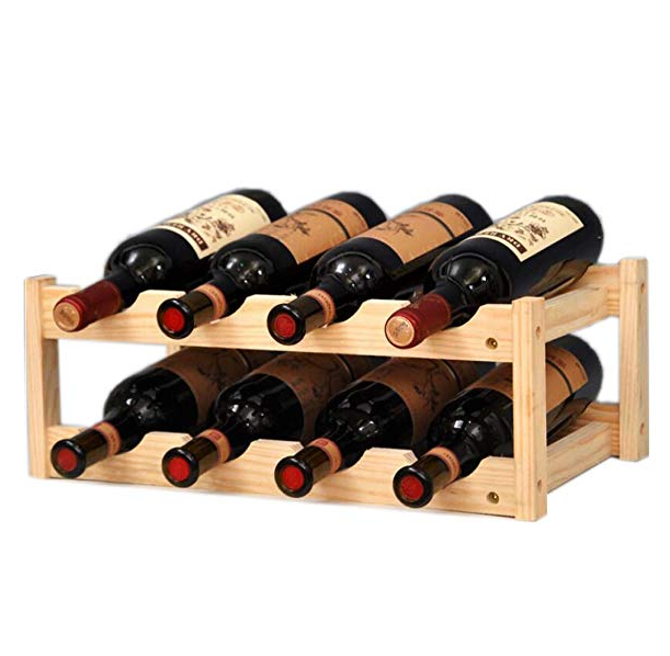 2-Tier Decorative Free Standing and Countertop Nature Wood Wine Bottle Display Rack