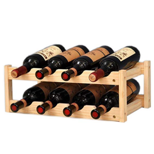 2-Tier Decorative Free Standing and Countertop Nature Wood Wine Bottle Display Rack