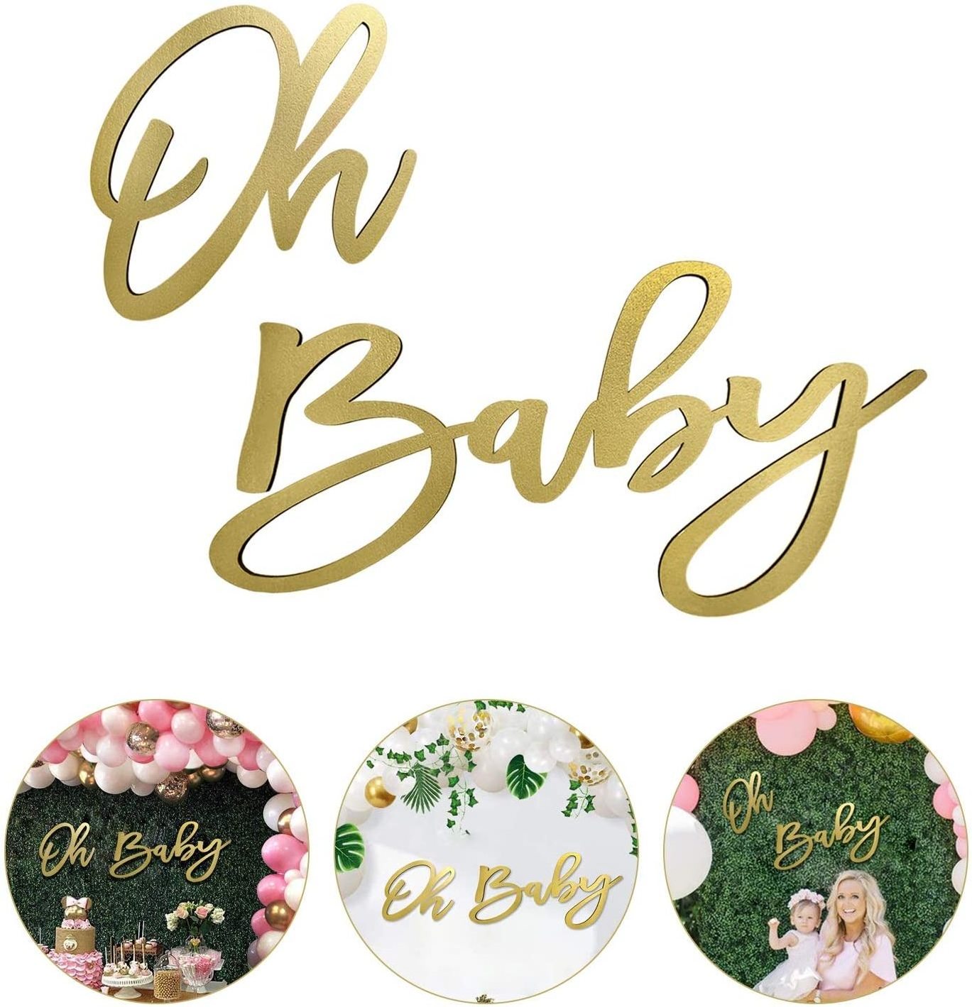 Wholesale Wooden Baby Shower Sign with Gold Painted Baby Shower Party Banner for Baby Shower