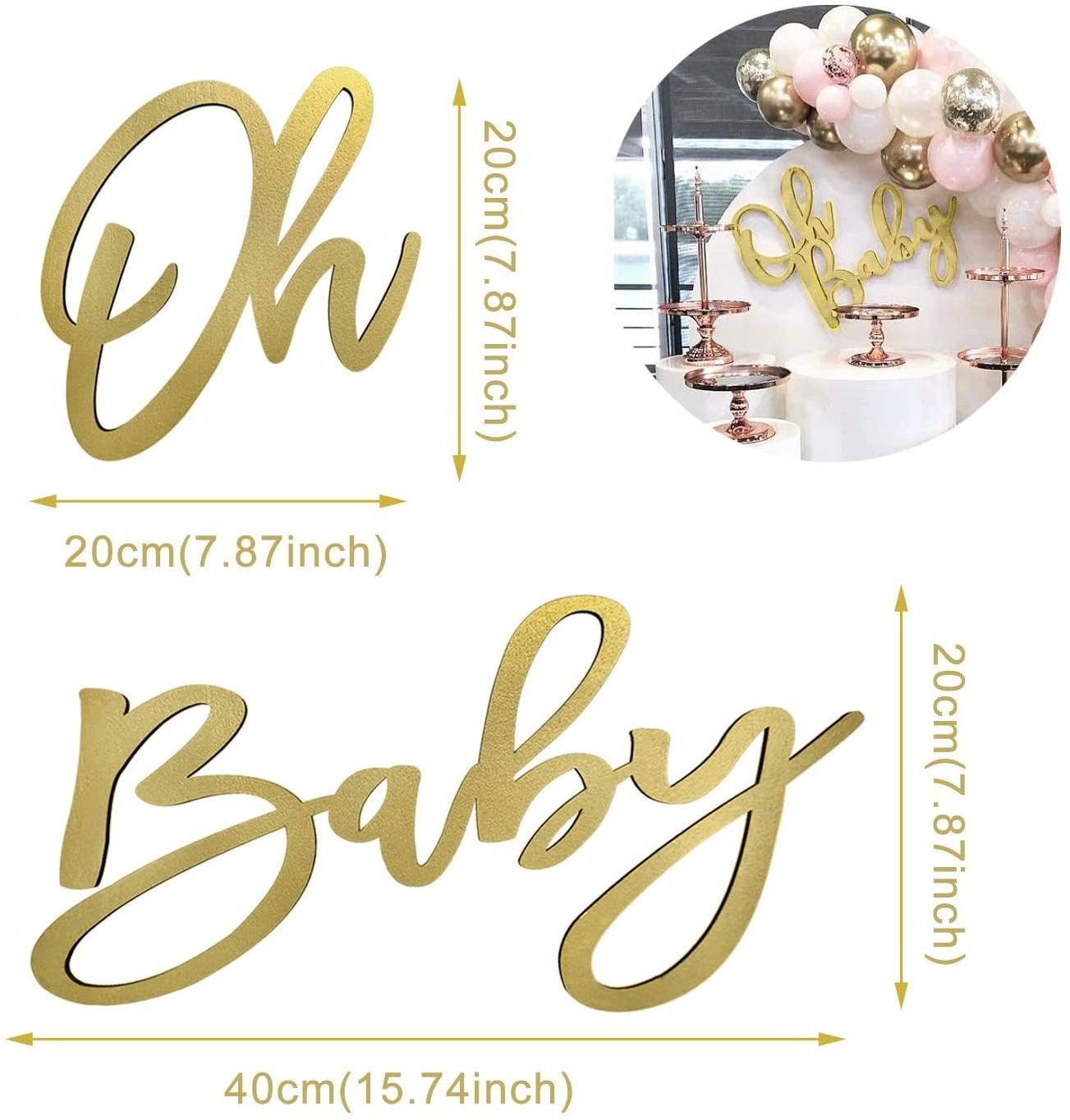 Wholesale Wooden Baby Shower Sign with Gold Painted Baby Shower Party Banner for Baby Shower