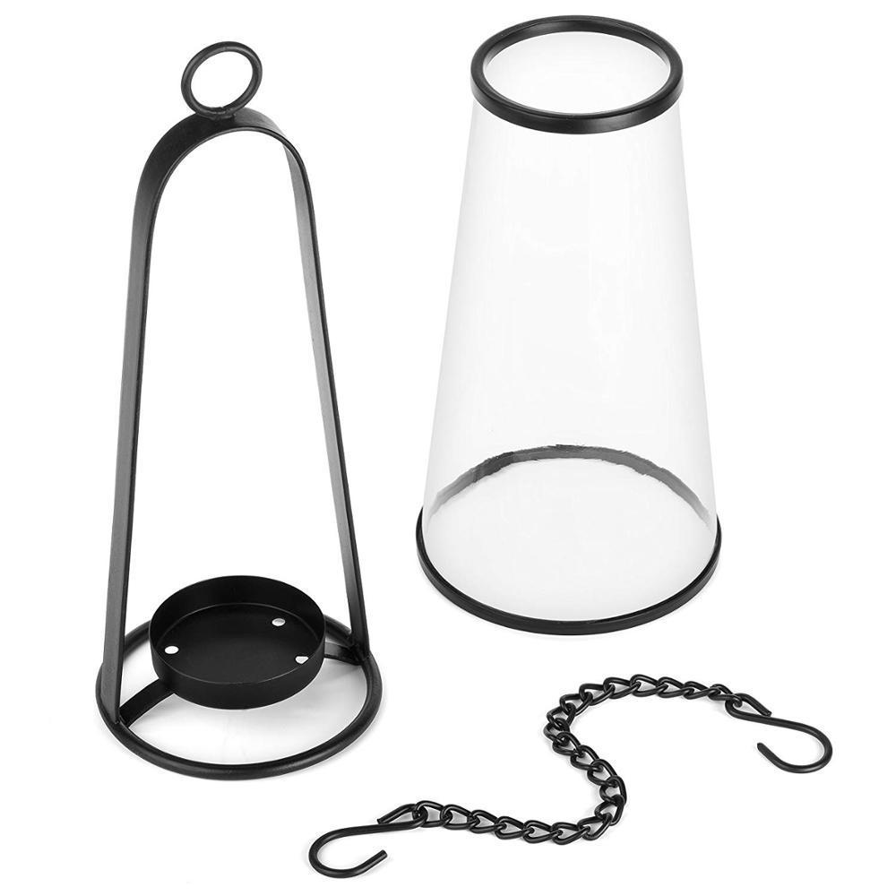 Decorative Modern Patio Deck Black Hanging Metal Candle Lantern