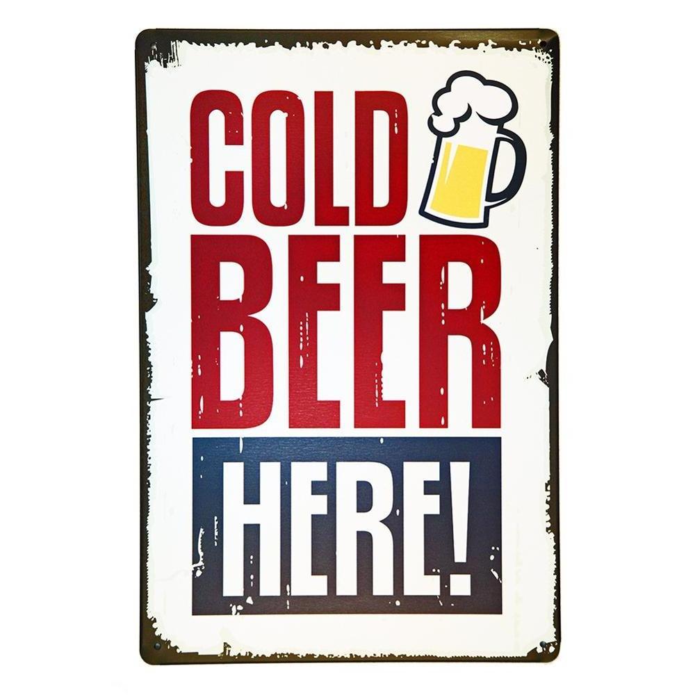 Cold Beer Here Custom Printed Vintage Retro Rustic Bar Beer Metal Tin Sign