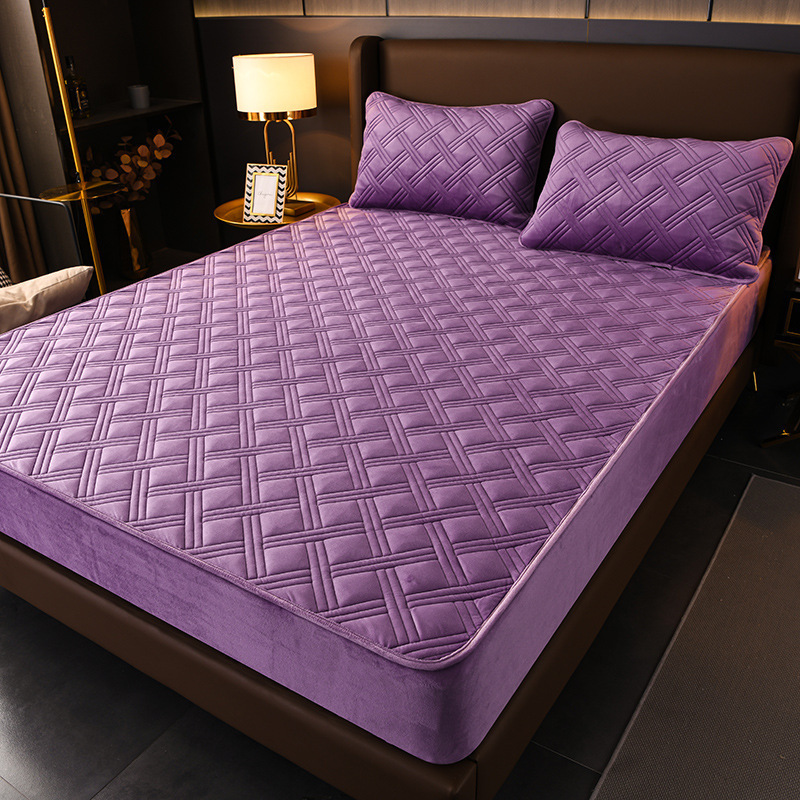 Custom Crystal Velvet Fleece Reactive Printing Dyeing Padded Quilted Mattress Cover Waterproof Bed Cover Mattress Protector