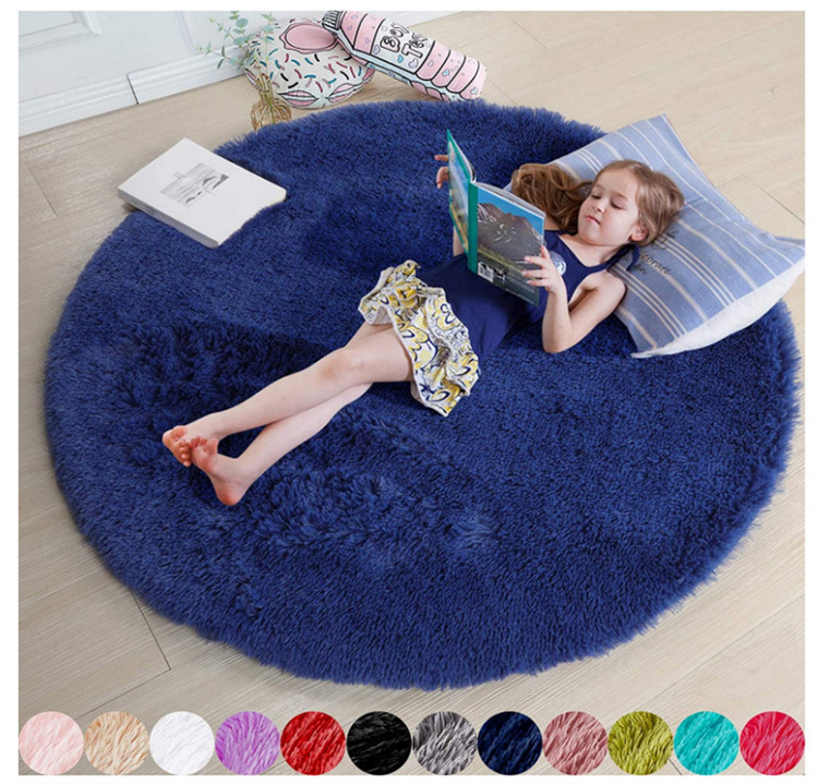 Wholesale Silk Wool Solid Color Round Carpet Room Tea Table Mat Computer Chair Floor Mat Non Slip Fitness Yoga Mat Carpet