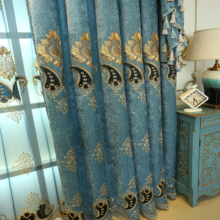 Wholesale Custom Embroidered Sheer Curtains European Style Luxury Curtains for the Living Room Blackout