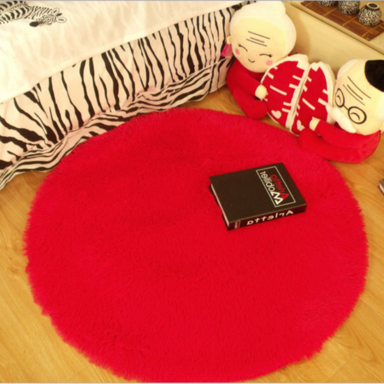 Wholesale Silk Wool Solid Color Round Carpet Room Tea Table Mat Computer Chair Floor Mat Non Slip Fitness Yoga Mat Carpet