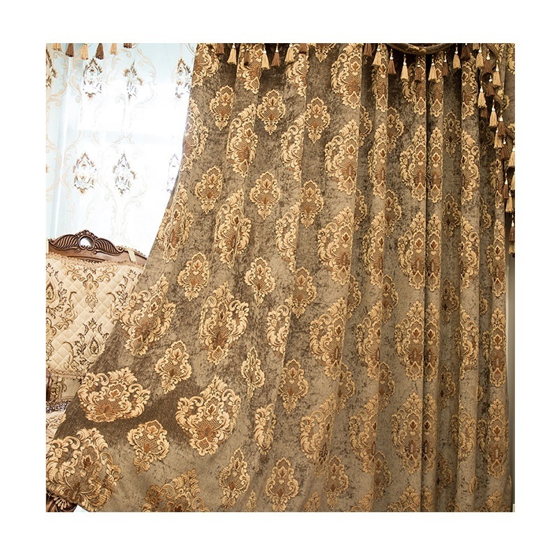 Hot Sale Newest Arabic Design fire Resistant Polyester Jacquard Curtain Home Jacquard Theater Curtain With Attached Valance