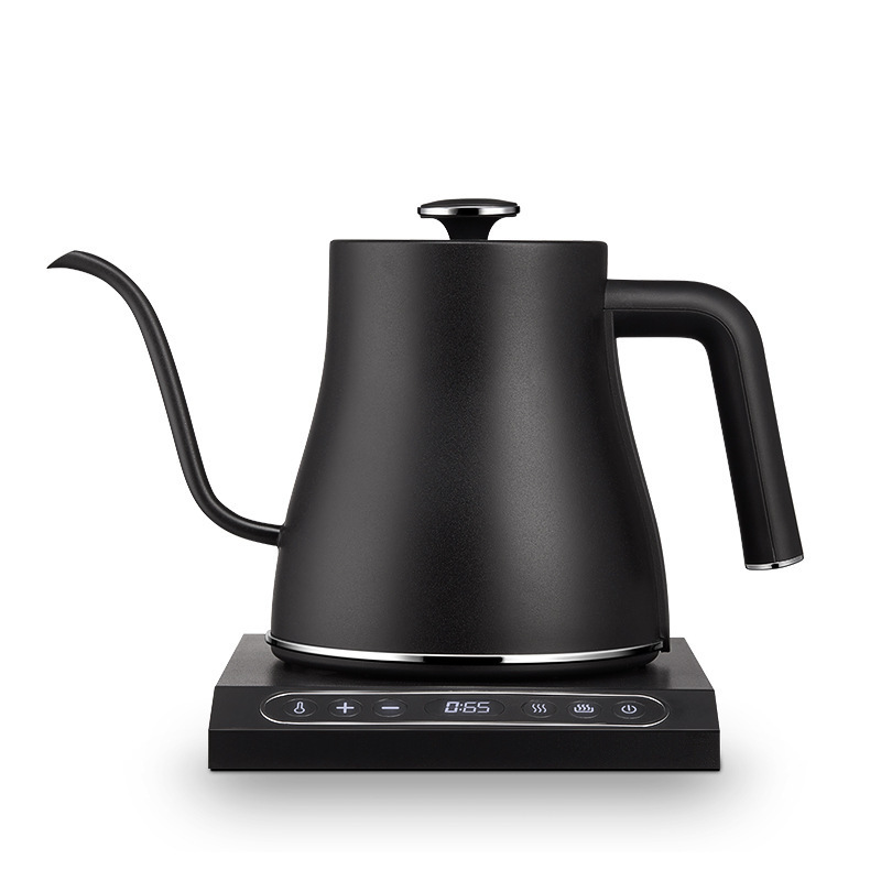 1.0L Household thermo-controlled hand flushing narrow mouth coffee kettles electric stainless steel gooseneck tea kettle