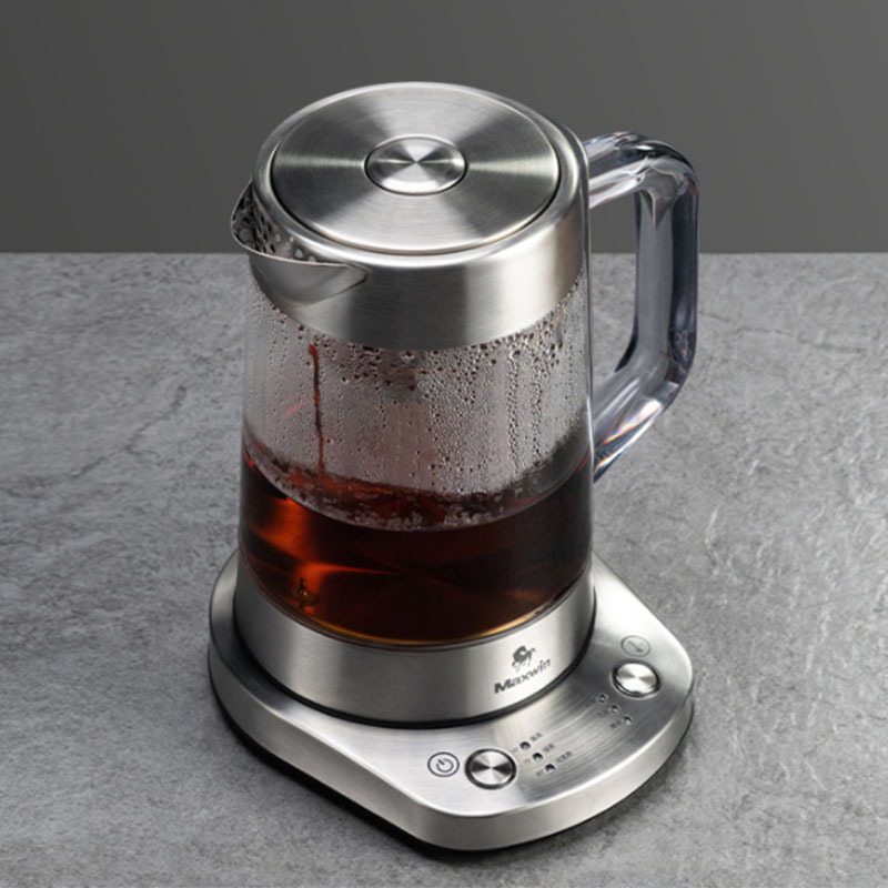 1.5L fast boiling electric tea kettle glass with auto shut off and multi-temperature control with tray