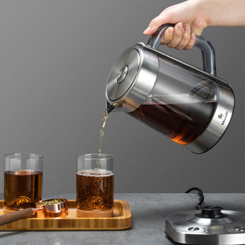 1.5L fast boiling electric tea kettle glass with auto shut off and multi-temperature control with tray