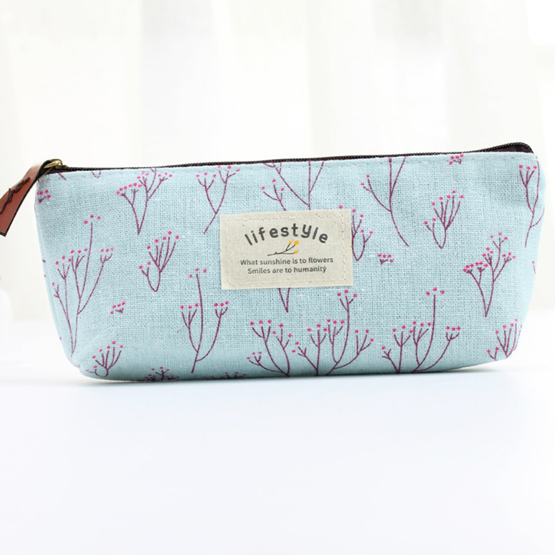 Creative Korean Rural Small Floral Girls Pencil Bags Small Clear Canvas Pencil Case Manufacturer Direct Sales