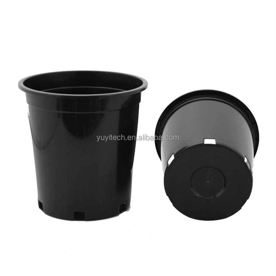 Cheap Outdoor 1 2 3 5 10 Gallon Large Tall Black PP Plastic Round Garden Nursery Flower Plant Pots With Drainage Holes Wholesale