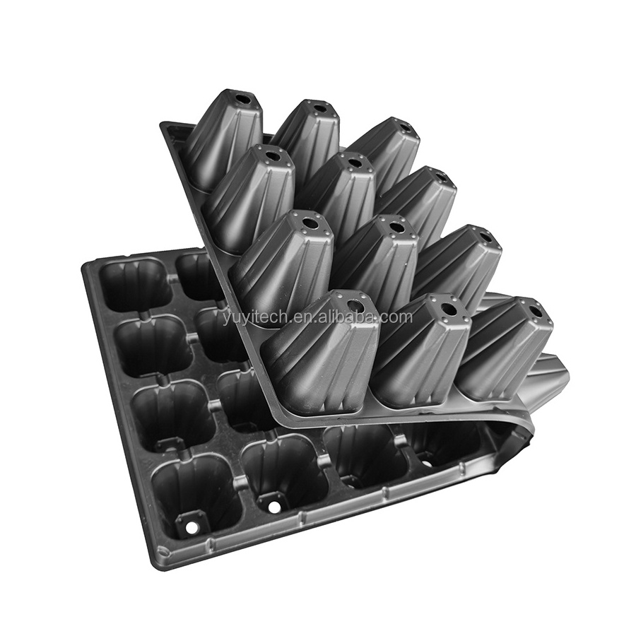 32 Cells Reusable Large and Deep Holes Black PS Plastic Nursery Forest Tree Seedling Tray Wholesale