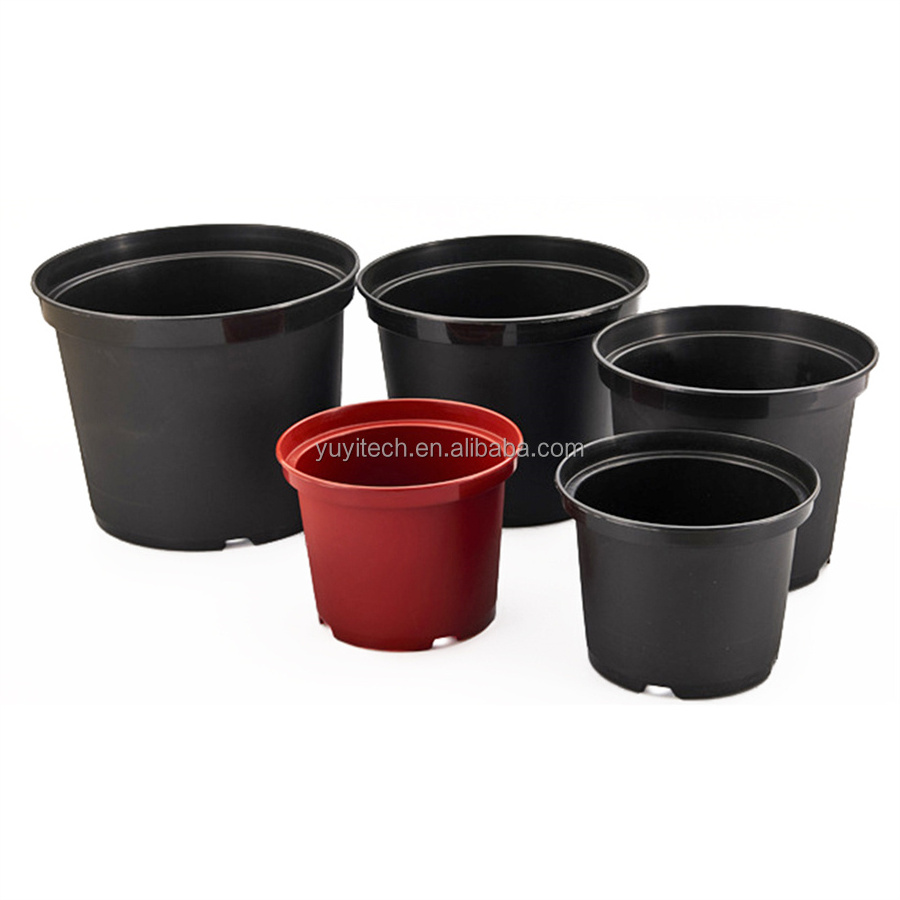 Cheap Outdoor 1 2 3 5 10 Gallon Large Tall Black PP Plastic Round Garden Nursery Flower Plant Pots With Drainage Holes Wholesale