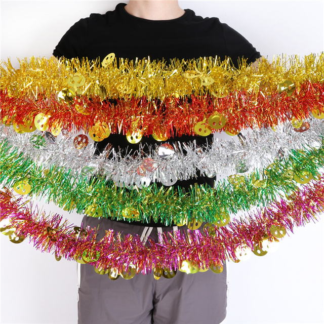 Christmas Tree Smile Style Tinsel Garland Striped Decoration